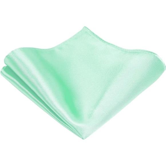 Solid Tie Mint Satin Color Formal Necktie and Pocket Square Sets in Gift Box - Picture 2 of 6